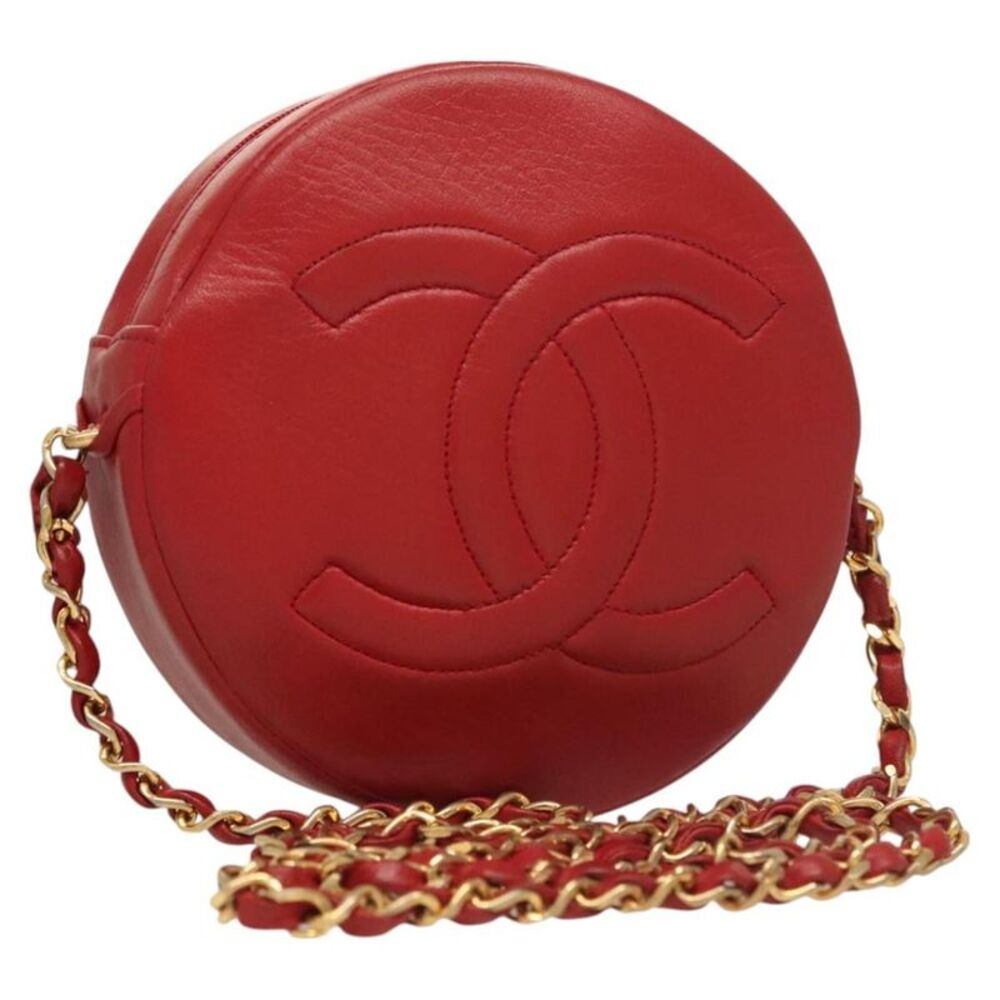 Chanel Vintage Round Tassel Quilted Lambskin Red Leather Shoulder Bag Bag
